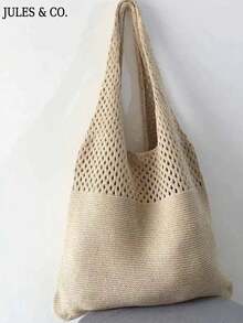 Vintage Hollow Knitted Large Capacitytote Bag Soft Tote Bag Beach Bag For Women Lightweight Summer Beach Handbag Shopping Bag For Travel Commute - 彩色 - 查看 17