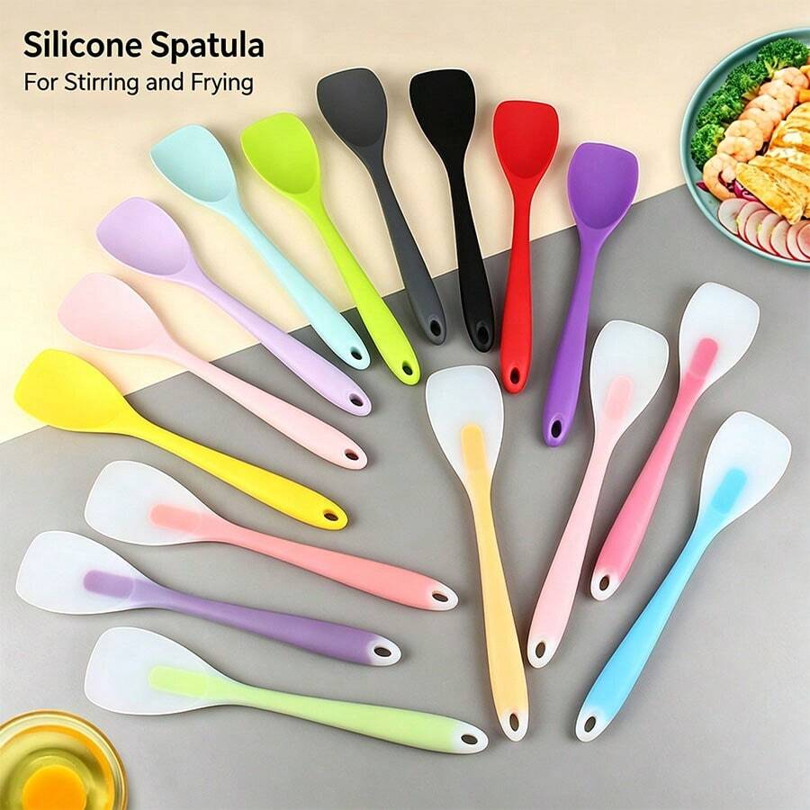 Utensilios de silicona aptos para antiadherentes, herramientas esenciales de cocina para la cocción diaria y la repostería - Multicolor - Ver 1