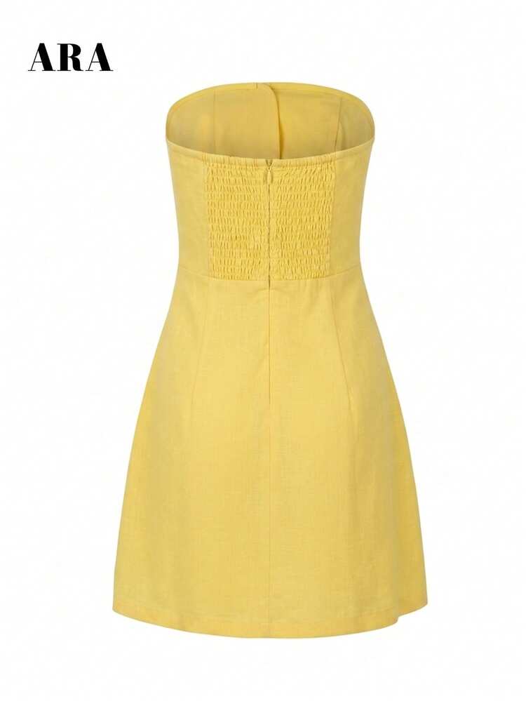 lilly pulitzer yellow strapless dress BOWN SUN PATCH HAPPIEST HOUR SIZE: 12 55 from top of shoulder to hem (based on a size small/4) Marta Strapless Mini Dress -