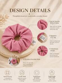 3CE Apricot Hair Scrunchie, Soft And Breathable, No Scalp Tightness, Voluminous Crown Look, Suitable For Daily High Ponytail And Bun Hairstyles - Pink - View 6