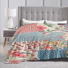 1pc Vintage Patchwork Floral Polka Dot Single-Sided Printed Flannel Blanket, Soft & Lightweight Sofa Bed Cover, Bohemian Home Decor, Suitable For All Seasons, Perfect For Bedroom, Outdoor Camping And Daily Relaxation Gift - Multicolor - View 2