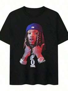 AliyAh-Shirt Vintage 90s T-Shirt, Retro Hop Music T-Shirt, Classic Concert T-Shirt, Fashionable Urban Fan Clothing, 100% Cotton Animation Print T-Shirt. - 灰色 - 查看 1