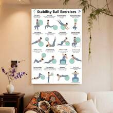 Framed Flat A Fitness Poster Featuring a Balance Ball, Vintage Wall Art Print, Modern Wall Decor Piece, Perfect for Gifts, Home And Dorm Decoration, Suitable for Bedrooms And Living Rooms - Enmarcado - Ver 4
