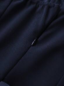 素色優雅休閒露背女款骨架式無肩帶洋裝，正式晚餐、度假、約會、派對、婚禮賓客晚禮服 - 藏蓝色 - 查看 9