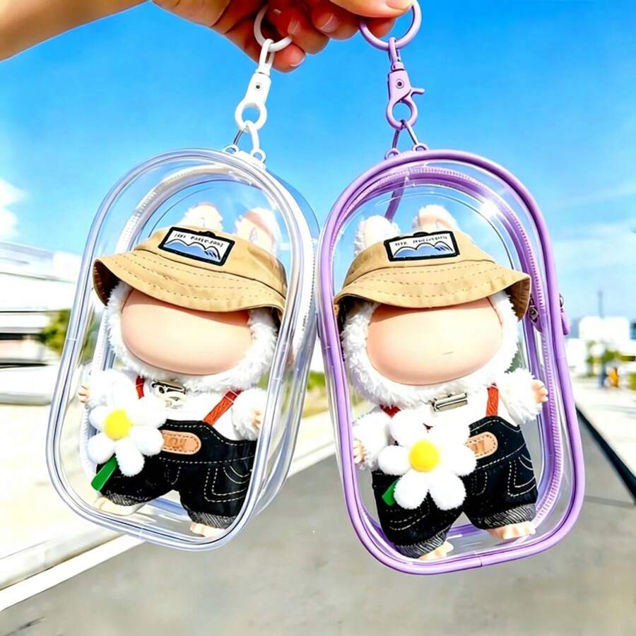 1 Tas Penyimpanan Boneka PVC Transparan Tinggi Lububu 19cm. Dilengkapi Cangkang Keras dan Transparan dengan Resleting, Tahan Debu dan Tahan Air, Memudahkan untuk Dipajang. Pengait yang Praktis Dapat Dipasang ke Ransel. Cocok untuk Bepergian, Dipajang, atau Sebagai Hadiah. PVC yang Tebal Mencegah Deformasi. Barang Penyimpanan Populer untuk Para Pecinta Boneka. [Hanya Tas, Gaya Pengait Acak] - MultiWarna - View 1
