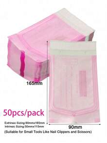 100/50/20pcs Disposable Self-Sealing Sterilization Bags, 4 Sizes, Suitable For Nail Tools, Stainless Steel Drill Bits, Tweezers, Scissors Sterilization Storage - Baby Pink - View 17