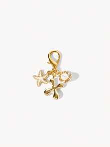 Opalesca 1pc A-Z Alphabet Gold Bubble Letter Cute Pendant Keychain, Shell And Starfish Accessories, Keychain, Ring Bag, Backpack Pendant, Car Pendant - Multicolor - View 27
