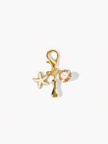 Opalesca 1pc A-Z Alphabet Gold Bubble Letter Cute Pendant Keychain, Shell And Starfish Accessories, Keychain, Ring Bag, Backpack Pendant, Car Pendant - Multicolor - View 20