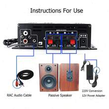 AK380 RV Stereo Amplifier 2-Channel 12V Car Audio Power Amplifier, Designed For RVs And Campers, Stable Output For Long Trips, Compact Metal Housing, Clear Sound Quality For RV Living Space, Travel And Outdoor Driving (Battery Not Included) - Black - View 6