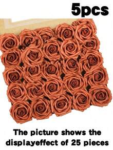 5/25/30pcs Real Looking Fake Roses For DIY Wedding Bouquets Centerpieces Arrangements Party Baby Shower Home Decorations OPP Bag Packaging (Excluding Box), Valentine Day, Gift Gifts Birthday Graduation - Orange - View 11