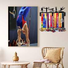 1PC Patterned Gymnastics Gold Silver Bronze Medal Display Rack, Metal Wall Decor Storage Rack, Suitable For Sports Awards, Weatherproof Display For Collectibles - Perfect For Sports Enthusiasts And Athletes - Indoor And Outdoor Display, Ideal Gift For Sports Fans And Champions - Black - View 5
