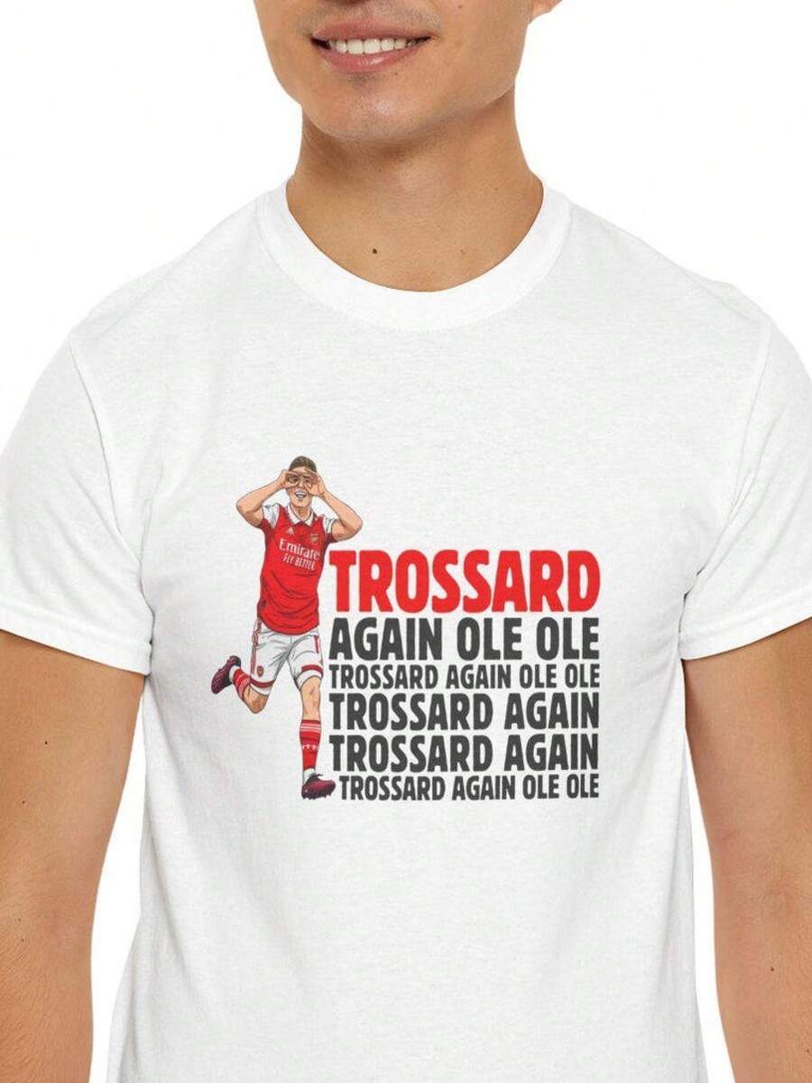 New! Leandro Trossard T-Shirt | Fans' Song | North London Forever Tee Limited-Time Offer T-Shirts For Men Men's T-Shirt Men's Holiday Clothes Men's Shirt - 白色 - 查看 1