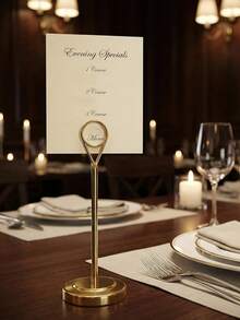 1/2/4pcs 15cm Gold Wire Table Number Place Card Holders, Elegant Photo Menu Name Card Stand, Wedding Essentials Decor For Wedding Reception,Banquet,Restaurant Dinner,Birthday Party,Office Desk & Home Table Centerpiece Decor. - Gold - View 4