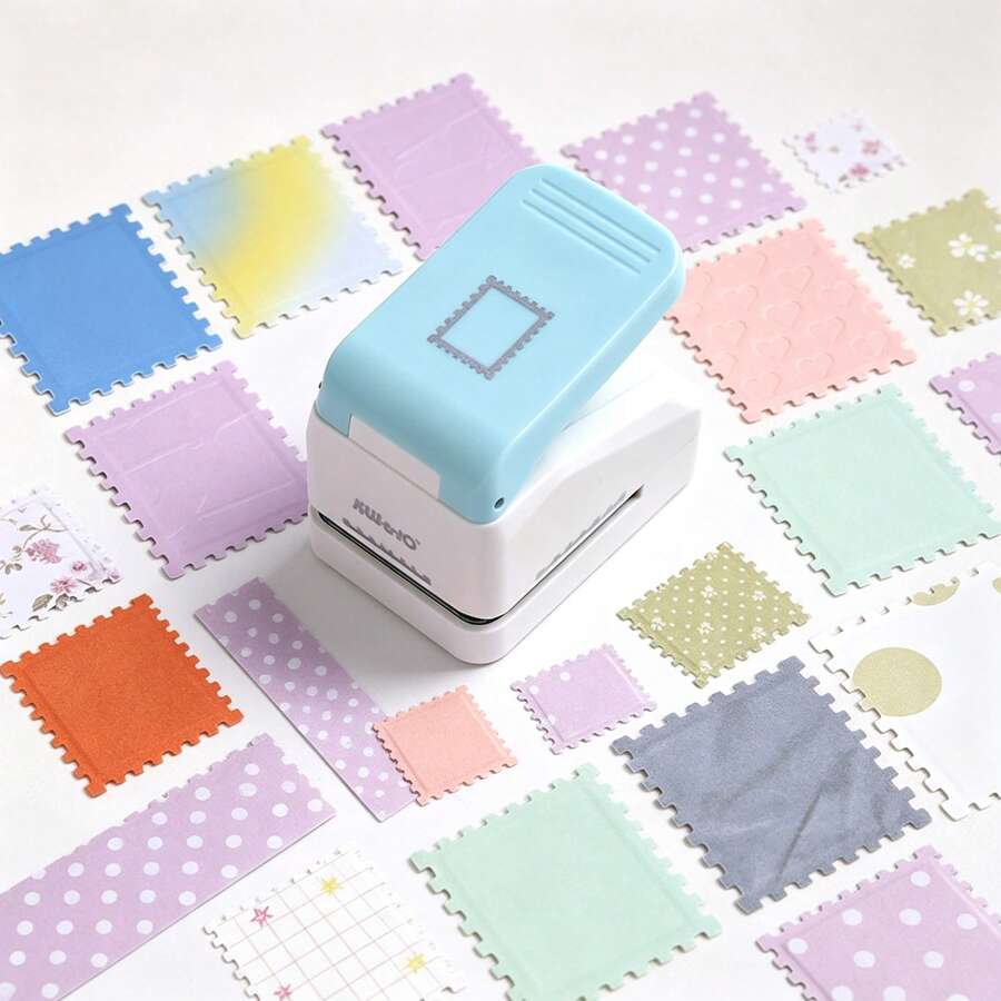 1pc 3D Embossed Paper Punch, Star, Square And Rectangle Stamp Decorative Edge Cutter, Manual DIY Paper Craft Punch, Suitable For Scrapbooking, Journaling, Card Making, Photos And Handmade Paper Crafts - Embossing - View 1