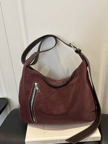 Large Tote Bag For Women, New Fashion Design Shoulder Bag, Textured Chic Style - Red - View 10