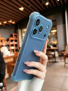 Ốp lưng điện thoại cao cấp sang trọng phong cách tối giản thời trang, mặt mờ trong suốt chống sốc, chống trượt chống rơi bền bỉ chống mài mòn, phù hợp cho iPhone17/17Pro/17ProMax/16/16Pro/16ProMax/15/15Pro/15ProMax/14/13/12/11 - Màu xanh trong suốt - Xem 2