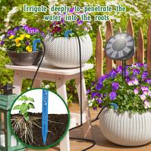 Angle Adjustable Solar Panel Timed Drip Irrigation Kit 1500mAh Battery Programmable Watering Cycles Water Saving Auto Irrigation Set For Balcony Backyard Vacation Plant Care - A - View 3