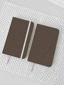 1pc White Polka Dot High-Quality Appearance Notebook, A6 Student Notebook, Pocket Notebook For Organizing Notes, PU Leather Cross-Grain Small Notebook, Lightweight And Portable, Suitable For Daily Writing Use School Supplies - Polka Dots - View 6