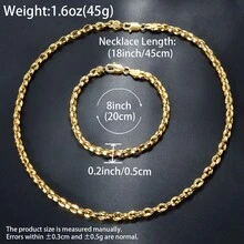 Juego de collar y pulsera de cadena de cobre chapado en oro de 18K (para mujer) - Dorado - Ver 8