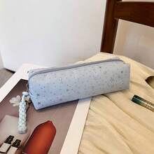 1pc Star Polka Dot Cute Canvas Pencil Case, High-Quality Large Capacity Zipper Stationery Makeup Bag For Students,Back To School - A - View 17