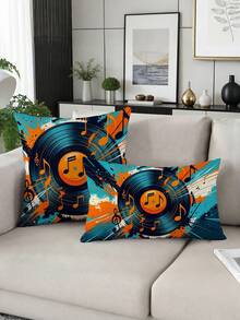 1pc/4pcs, Vintage Street, Pop Art, Colorful Record Player Throw Pillow Cover Suitable For Car, Farmhouse Home Decor, Bedroom Throw Pillow Cover, Living Room Sofa Throw Pillow Cover (Pillow Insert Not Included) 4pcs And 1pc Multiple Options - Multicolor - View 6
