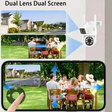 4MP Dual Lens Outdoor Security Camera, 5G WiFi Smart Monitoring Camera, Color Night Vision, Two-Way Audio, AI Motion Tracking PTZ, Dual Monitoring Screen, Wireless Surveillance Video System - Multicolor - View 3