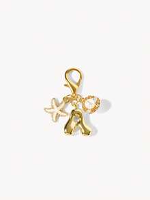 Opalesca 1pc A-Z Alphabet Gold Bubble Letter Cute Pendant Keychain, Shell And Starfish Accessories, Keychain, Ring Bag, Backpack Pendant, Car Pendant - Multicolor - View 16