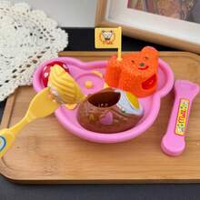 Bear-Shaped Pet Feeding Simulation Educational Toy Set With Tableware, Portable Interactive Role-Play Toy, Sensory Learning Game Gift, Suitable For Easter, Halloween, Christmas - 彩色 - 查看 7