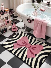 1 buah Keset Kamar Mandi Mewah, Lembut dan Nyaman di Kaki, Desain Pita Merah Muda yang Manis, Bagian Bawah Anti Selip TPR, Cocok untuk Kamar Mandi, Lorong, Kamar Tidur, Ruang Tamu, dan Samping Tempat Tidur, Dapat Dicuci dengan Mesin dan Mudah Dibersihkan, Karpet Dekoratif untuk Dekorasi Rumah - MultiWarna - View 5