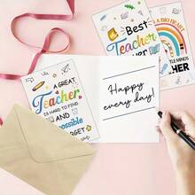 12pcs Teacher's Day Thank You Cards With Envelopes - Multi-Purpose Teacher Appreciation Cards Perfect For Teacher's Day, Graduation, Retirement And Holidays Teacher's Day Gift - A - View 5