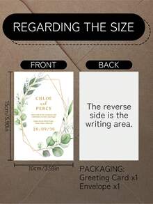 Custom Eucalyptus Wedding Greeting Card - Botanical Leaf Design | Green Wedding Theme | Wedding Invitation | Blank Back For Personalized Message - Includes Envelope - Multicolor 15 - View 3