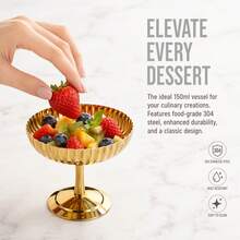 1 pieza Plato de postre de acero inoxidable, taza de helado, recipiente para pudín, fruta y yogur, vajilla de servicio para fiestas - Multicolor - Ver 4