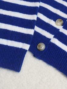 Women's Vintage Striped Cardigan, Casual Daily, Dating & Shopping, Suitable For Spring/Autumn/Winter - Royal Blue - View 6