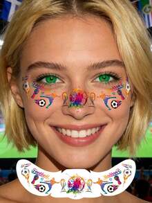10pcs World Cup Football Fan Temporary Tattoo Face Stickers, For Celebration And Watching, Suitable For Face, Arms, Etc., Waterproof And Sweat-Proof, Suitable For Various Occasions - Multicolor - View 4