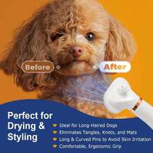 Pet Hair Dryer With Adjustable Speed And Temperature,2-In-1 Hair Dryer And Comber,With Three Temperature Settings And One-Button Adjustment,Suitable For All Breeds Of Cats And Dogs,12cm Round Teeth Design For Your Beloved Pet's Comfort - Rose Pink - View 2