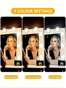 1pc Multi-Size Makeup Mirror Light, LED Makeup Mirror Bulb, USB 3-Color Makeup LED Mirror Light, Makeup Mirror Bathroom Lighting, Adjustable Brightness & Color Temperature, Rotatable Wire Organizer, 6/10/12/14 LED Options - Multicolor - View 6