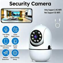 家用無線監控攝影機 360°全景夜視 WiFi 手機遠端控制 1080P HD 智能攝影機 2.4G WiFi 連接 雙向語音 紅外線夜視 室內安全監控 - 白色 - 查看 2