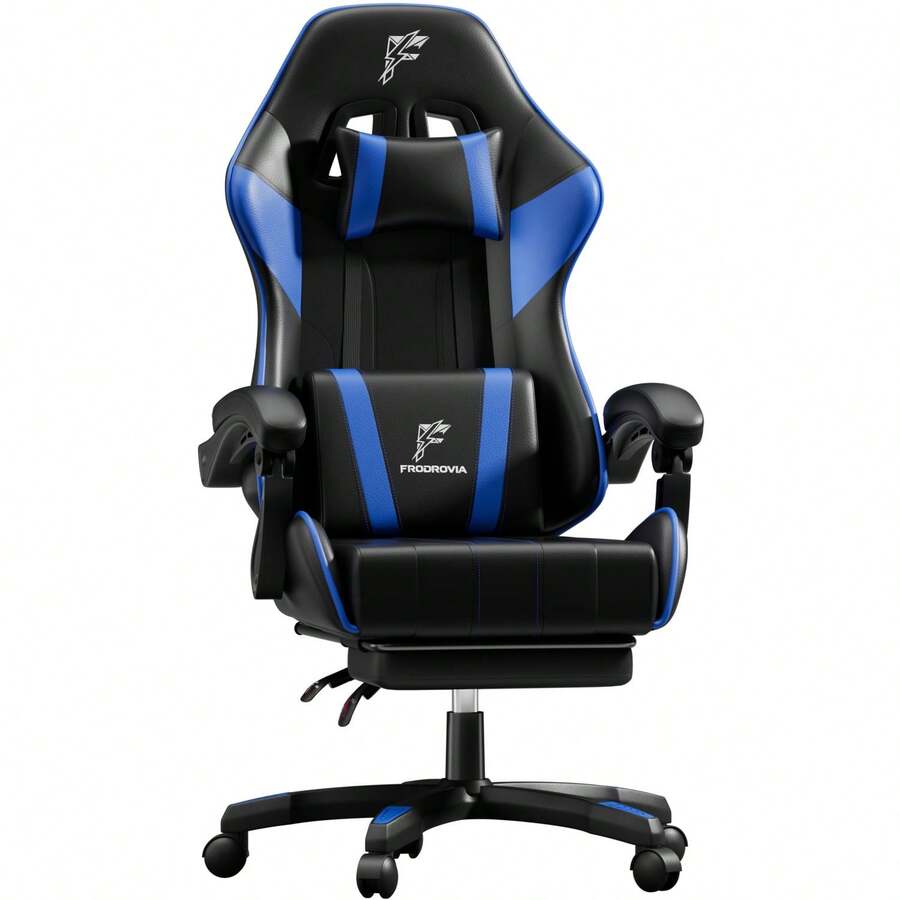HLONONE Silla gaming con reposapiés, reposabrazos articulados, acolchado de espuma, respaldo ajustable a 135°, soporte para la cabeza y lumbar – Silla de oficina ergonómica de piel sintética para oficina en casa, zona de juegos, dormitorio y salón. - Amoratado - Ver 1