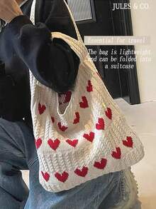 Vintage Hollow Knitted Large Capacitytote Bag Soft Tote Bag Beach Bag For Women Lightweight Summer Beach Handbag Shopping Bag For Travel Commute - 彩色 - 查看 7