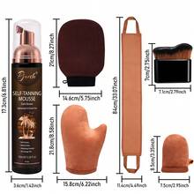 6pcs Pjordo Self Tanner 3.38oz Set, Summer Color Self-Tanning Lotion, Deep Dark Color For All Skin Tones With Self Tanning Mitt Applicator Kit, 1 Hour Sunless Tanner, Fast Self Tan, Long Lasting Self Tanning Foam, No Fake Tan Smell, Holiday Gifts - Dark Brown - View 2