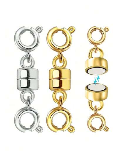 Cierre Magnético Dual para Collar Chapado en Oro y Plata, Convertidor de Cierre de Joyería, Extensor de Collar, Accesorios para Fabricación de Joyas