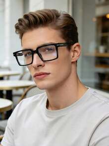 Gafas de marco cuadrado de gran tamaño en color negro, adecuadas tanto para hombres como para mujeres, ligeras y cómodas - Multicolor - Ver 4