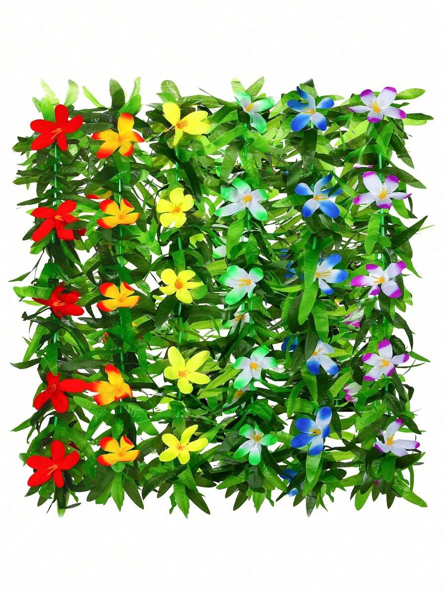 Hawaiian Lei Necklace Bulk Pack, Hawaiian Lei Headpiece Set, Tropical Style Hawaiian Lei Necklace, Tropical Artificial Flower & Leaf Lei, Luau Party Decor, Beach Party Supplies, Birthday Decoration, Wedding Decoration (Random Color) - Multiple Styles - View 1