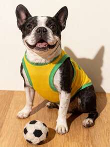 LUCKIE PAW 1pc BRAZIL Letter Pet Vest, Physical Flea Protection, Reduces Shedding, Insulating And Breathable Dog Vest, Suitable For Large And Small Dogs And Cats, Indoor And Outdoor Use - Yellow - View 3