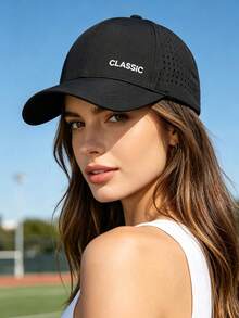 1pc CLASSIC Embroidered Quick-Dry Baseball Cap Summer Perforated Hollow Breathable Baseball Cap Outdoor Running Sun Protection Hat - Embroidery CLASSIC - View 2