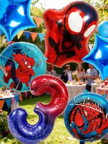 Bộ 6 món trang trí tiệc chủ đề Marvel Spider-Man gồm số lớn 40 inch hình nhện, phụ kiện trang trí tiệc cho sự kiện kỷ niệm và quà tặng/bó hoa cho trẻ em - Bộ bóng bay - Xem 11