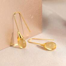 Minimalist Fashionable Multi-Color Water Drop Pendant Earrings, Exquisite Elegant Jewelry Accessories For Women, Holiday Gift - Grey - View 10