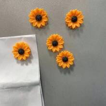 5/10/15 pièces Aimants de réfrigérateur tournesol, autocollants de réfrigérateur en résine vive, décoration essentielle de la cuisine et de la maison, décoration de chambre et accessoires de bureau, tableau blanc, aimants de réfrigérateur floraux - jaune - Voir 3