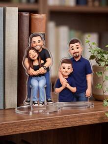 1/3/5pcs Customized Photo Acrylic Stand, Personalized Family Portrait Desktop Decor. Upload Photo To Create Unique Father's Day Gift For Dad And Grandpa, Customized Home Decor, Birthday And Anniversary Family Keepsake. - Multicolor - View 9