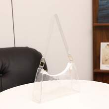 Women's Fashion Minimalist Shoulder Bag, PVC Transparent Underarm Handbag - Clear - View 7